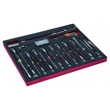 Jeu de tournevis/clés mâles/embouts, module mousse 3/3 Fit&Go - 63 pcs - Bahco | FF1A1007