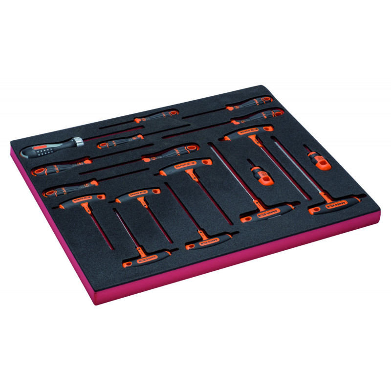 Jeu de tournevis, module mousse 3/3 Fit&Go - 18 pcs - Bahco | FF1A139