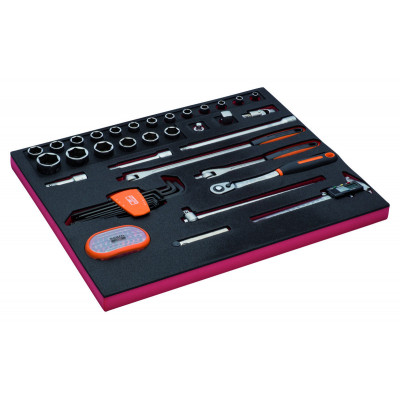 Jeu de mètres ruban/douilles/embouts, module mousse 3/3 Fit&Go - 71 pcs - Bahco | FF1A142