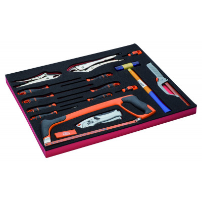 Jeu d'outils de coupe/frappe/tournevis, module mousse 3/3 Fit&Go - 16 pcs - Bahco | FF1A147