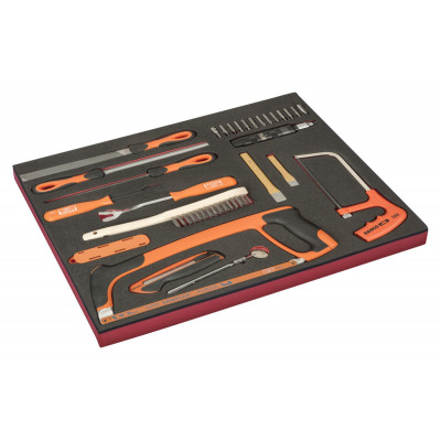 Module mousse Fit&Go 3/3, outils de coupe, limes et jeu tournevis à frapper - 23 Pcs - Bahco | FF1A168