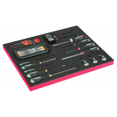Jeu de tournevis/embouts, module mousse 3/3 Fit&Go - 66 pcs - Bahco | FF1A17