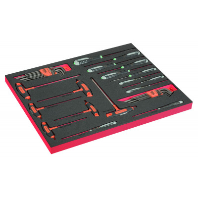 Module mousse Fit&Go 3/3 marquage laser, tournevis ERGO™, manche en T & clés mâles - 39 Pcs - Bahco | FF1A202LM