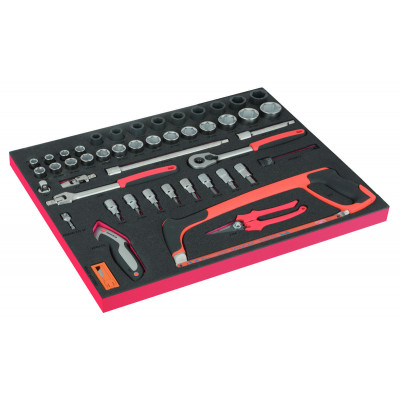 Module Fit&Go 3/3 marquage laser, douilles 1/2", douilles à choc 1/2" & outils de coupe - 56 Pcs - Bahco | FF1A208LM