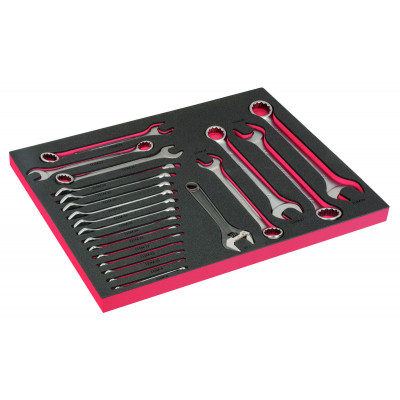 Module mousse Fit&Go 3/3 marquage laser, clés mixtes et clés à molette - 21 Pcs - Bahco | FF1A220LM