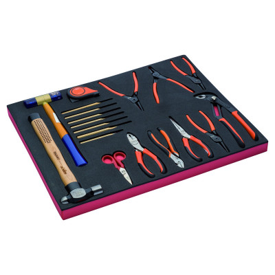 Jeu de mètre ruban/outils de frappe/pinces, module mousse 3/3 Fit&Go - 19 pcs - Bahco | FF1A24