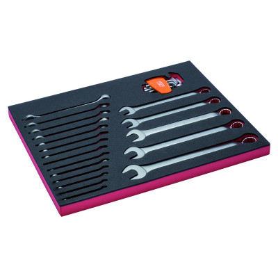 Jeu de clés mixtes contre coudées, module mousse 3/3 Fit&Go - 28 pcs - Bahco | FF1A3003