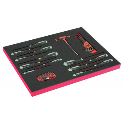Jeu de tournevis/embouts/douilles, module mousse 3/3 Fit&Go - 54 pcs - Bahco | FF1A40