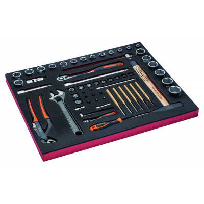 Jeu de douilles/outils de frappe, module mousse 3/3 Fit&Go - 60 pcs - Bahco | FF1A5007