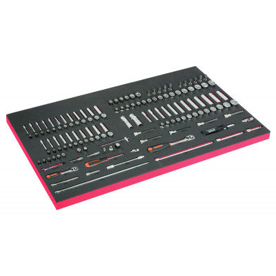 Module mousse pour servante 40", douilles 1/4" dimensions métriques et pouces- 141 Pcs - Bahco | FF1B01LM