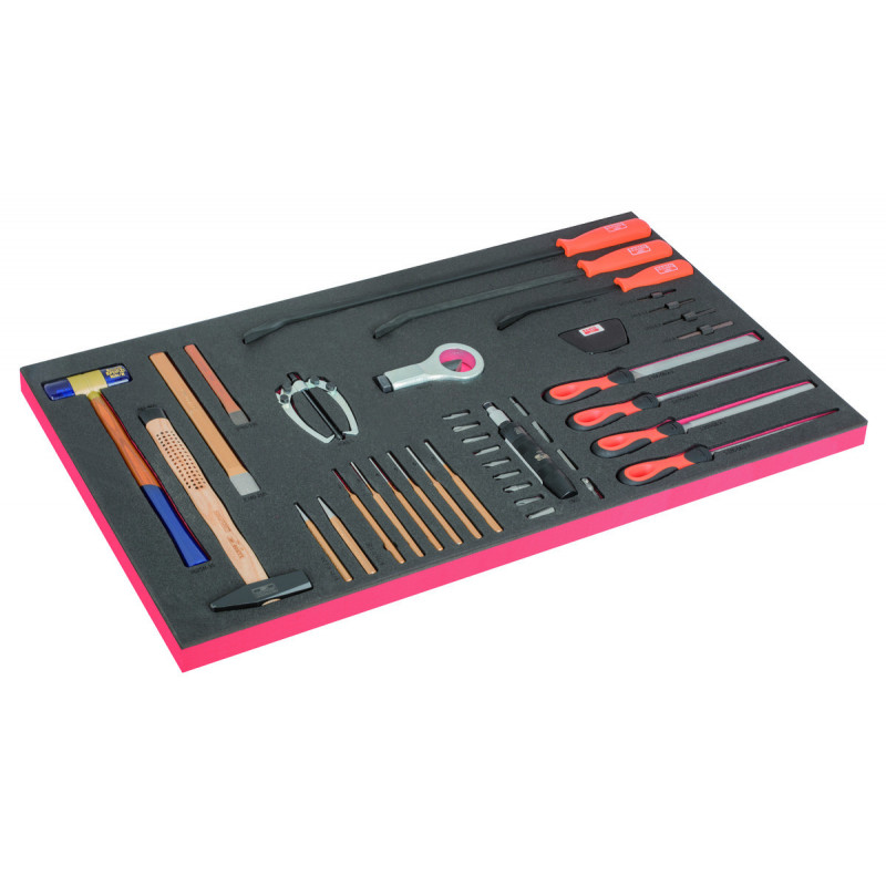 Module mousse pour servante 40", outils de frappe, limes et extracteurs - 45 Pcs - Bahco | FF1B08LM