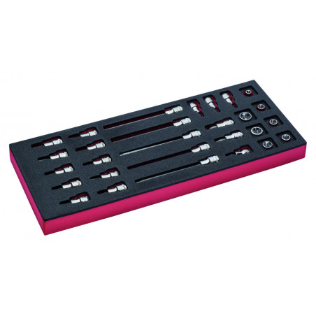 Jeu d’embouts et de douilles tournevis 3/8", module mousse 1/3 Fit&Go - 28 pcs - Bahco | FF1E2105
