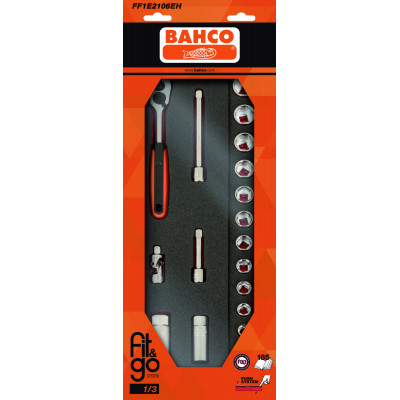 Module mousse Fit&Go 1/3, douilles 3/8" - 18 Pcs emballage individuel - Bahco | FF1E2106EH