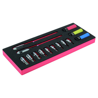 Jeu de douilles tournevis/douilles à chocs 1/2", module mousse 1/3 Fit&Go - 14 pcs - Bahco | FF1E2210