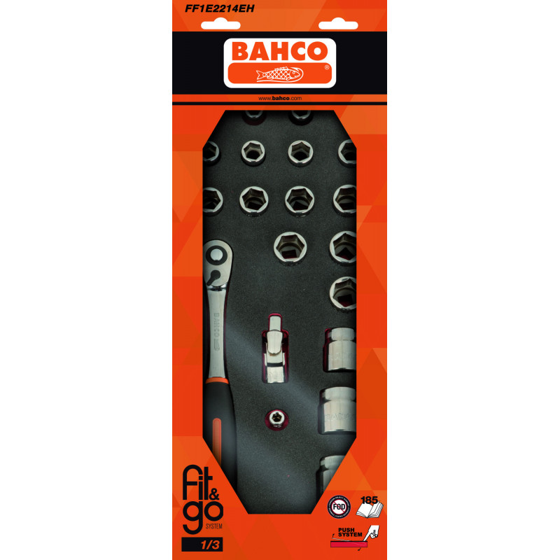 Module mousse Fit&Go 1/3, douilles 1/2"- 21 Pcs emballage individuel - Bahco | FF1E2214EH