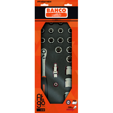 Module mousse Fit&Go 1/3, douilles 1/2"- 21 Pcs emballage individuel - Bahco | FF1E2214EH