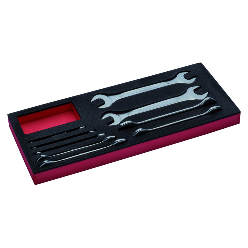 Jeu de clés et de clés à fourche doubles, module mousse 1/3 Fit&Go - 8 pcs - Bahco | FF1E3001