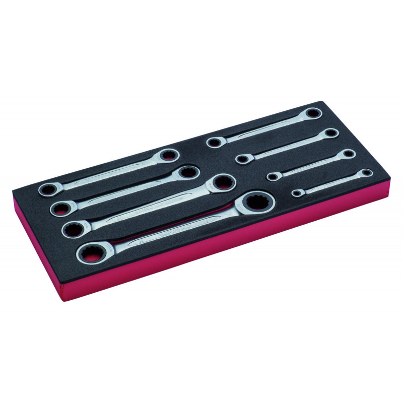 Jeu de clés à cliquet, module mousse 1/3 Fit&Go - 8 pcs - Bahco | FF1E3006