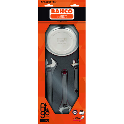 Module mousse Fit&Go 1/3, coupelle magnétique & clé à molettes - 4 Pcs emballage individuel - Bahco | FF1E3011EH