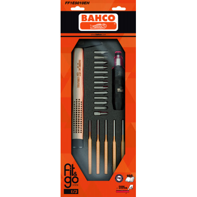 Module mousse Fit&Go 1/3, marteau, chasse-goupilles & jeu tournevis à frapper - 23 Pcs - Bahco | FF1E5010EH