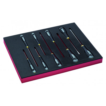 Jeu de tournevis vis à fente, module mousse 2/3 Fit&Go - 8 pcs - Bahco | FF1F1001