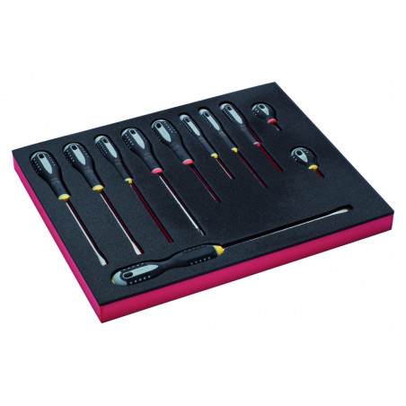 Jeu de tournevis Phillips, module mousse 2/3 Fit&Go - 11 pcs - Bahco | FF1F1002