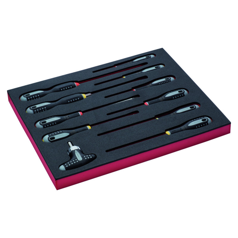 Jeu de tournevis pour vis à fente/Phillips, module mousse 2/3 Fit&Go - 11 pcs - Bahco | FF1F1003