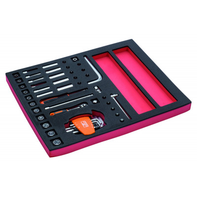 Jeu de douilles 1/4" et cliquets, module mousse 2/3 Fit&Go - 44 pcs - Bahco | FF1F2001