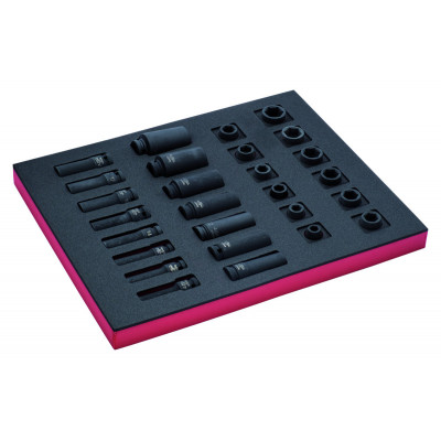 Jeu de douilles à choc longues 1/2", module mousse 2/3 Fit&Go - 27 pcs - Bahco | FF1F2203