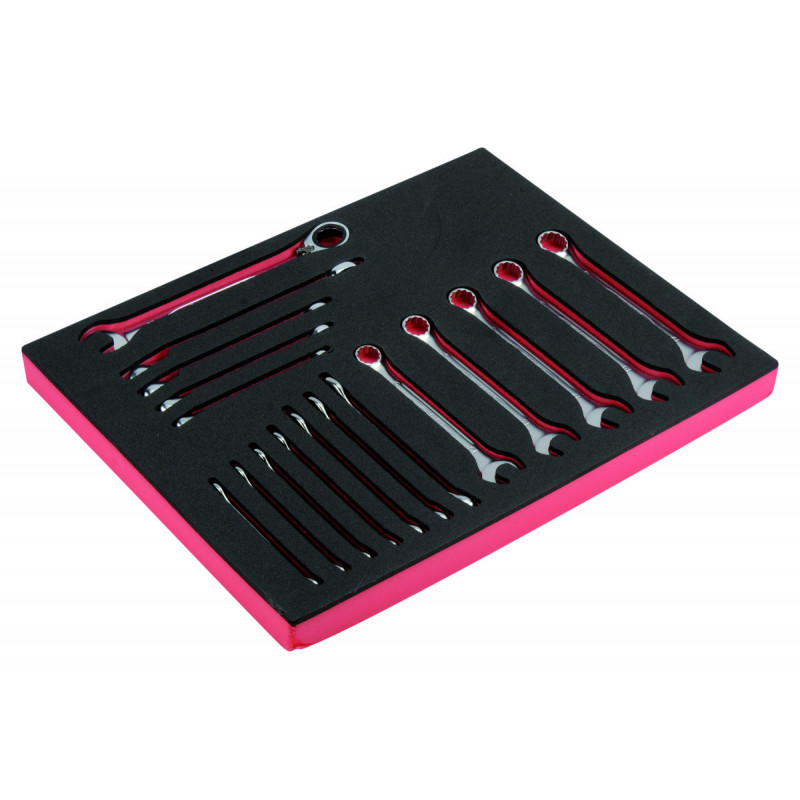 Jeu de clés mixtes, module mousse 2/3 Fit&Go - 17 pcs - Bahco | FF1F3010