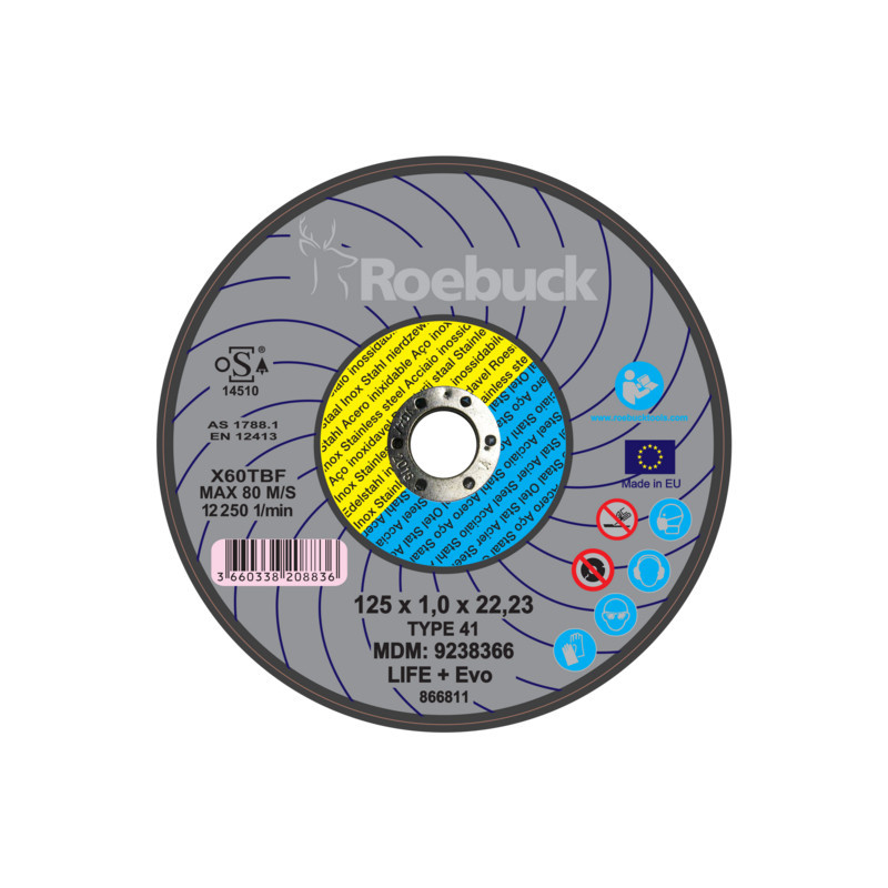 DISQUE LIFE+ EVO - D.125X1,6 TRONCONNAGE - ACIER INOX - ROEBUCK | 866812