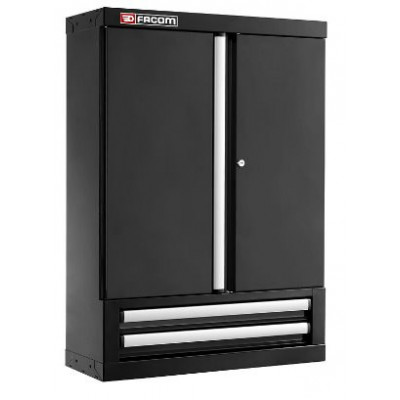 JLS3 MEUBLE HAUT SIMPLE A PORTES PLEINES ET 2 TIROIRS NOIR - JETline - Facom France | JLS3-2202BS