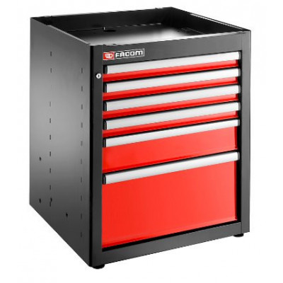 JLS3 MEUBLE BAS SIMPLE A 6 TIROIRS ROUGE - JETline - Facom France | JLS3-MBS6T