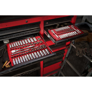 SET DE DOUILLES ET CLÉS A CLIQUET 3/8 MÉTRIQUE 32 PCS  - Blister - Milwaukee | 4932464945