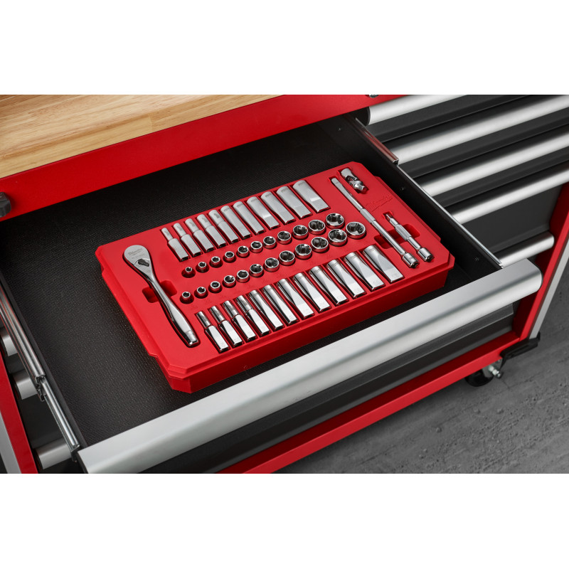COFFRET 28PCS PACKOUT CLÉ ET DOUILLE À CLIQUET 1/4" - carton - Milwaukee | 4932478812