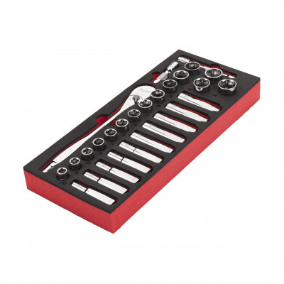 MODULE MOUSSE DOUILLE ET CLIQUET 1/2" 28 PCS - Blister - Milwaukee | 4932479826