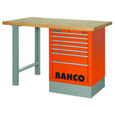 Établi avec plan de travail en bois à usage intensif, tiroirs latéraux et 2 pieds - Bahco | 1495K6CBKWB15TW