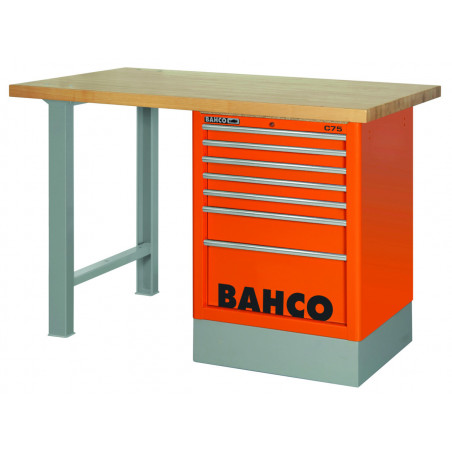 Établi avec plan de travail en bois à usage intensif, tiroirs latéraux et 2 pieds  - Bahco | 1495K6CBKWB18TW