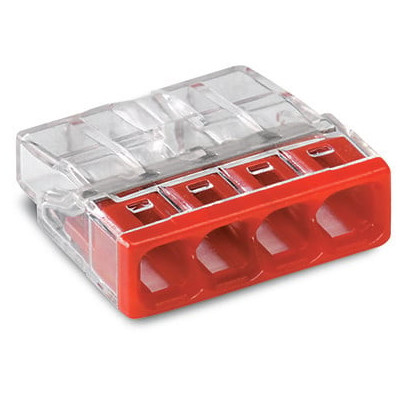 Borne WAGO 2273 - 4 x 0,5 à 2,5mm² Transp. / Rouge - Wago | 2273-204