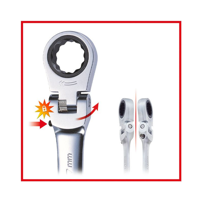 Clé mixte à cliquet à tête inclinable à verrouillage GEARplus®, 10 mm - KSTools | 503.4810