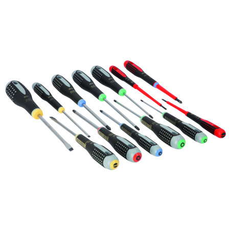 Jeu de tournevis à fente/Phillips/Pozidriv/TORX® ERGO™ avec poignée en caoutchouc - 13 pcs Bahco | BE-9875