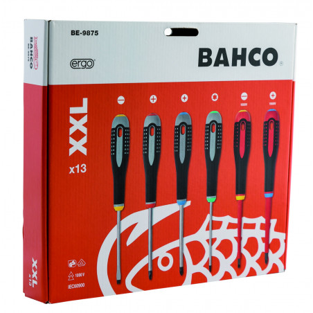 Jeu de tournevis à fente/Phillips/Pozidriv/TORX® ERGO™ avec poignée en caoutchouc - 13 pcs Bahco | BE-9875