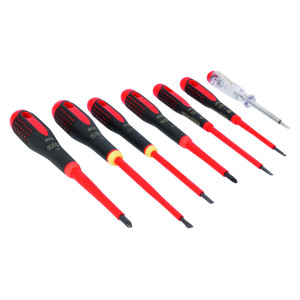 Jeu de tournevis ERGO™ isolés VDE pour vis à fente et Phillips avec manche trimatière - 7 pcs Bahco | BE-9887S
