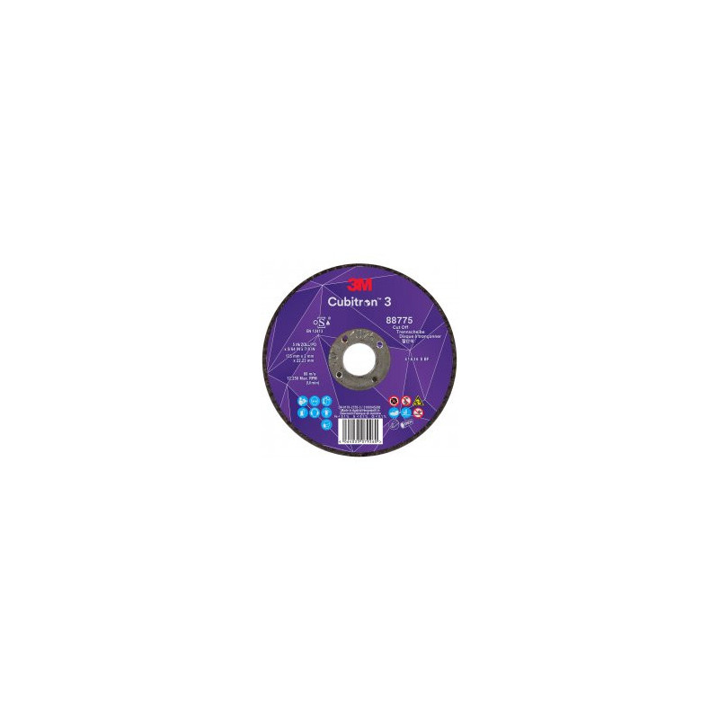 Disque à tronçonner Cubitron 3, T41, 125 mm x 2 mm x 22.2 mm, A36 - 3M | 7100304000