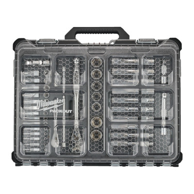 PACKOUT DOUILLES ET CLIQUETS 1/2 ET 1/4 63pcs   - Milwaukee | 4932493661
