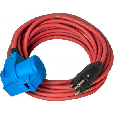 Rallonge électrique SOLUTIONS OUTDOOR IP44 10m H07RN-F 3G2,5 rouge, double prise - Brennenstuhl | 1133031