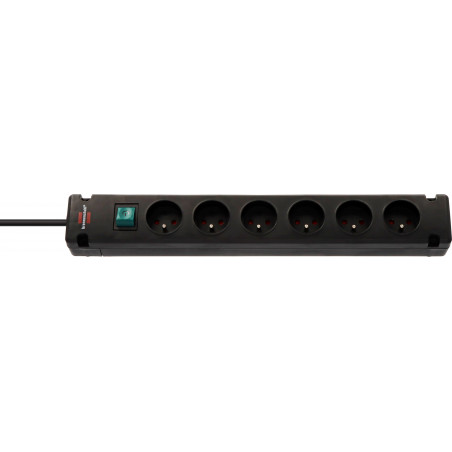 Multiprise Bremounta 6 prises avec interrupteur, noire, 3m H05VV-F 3G1,5 - Brennenstuhl | 1150651316