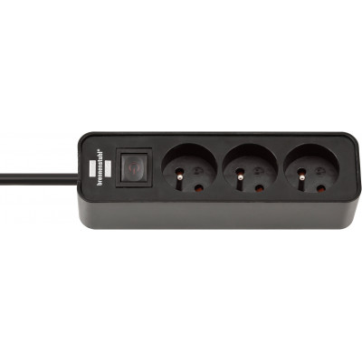 Multiprise Ecolor 3 prises avec interrupteur, noire/noire, 1,5m H05VV-F 3G1,0 - Brennenstuhl | 1153231000