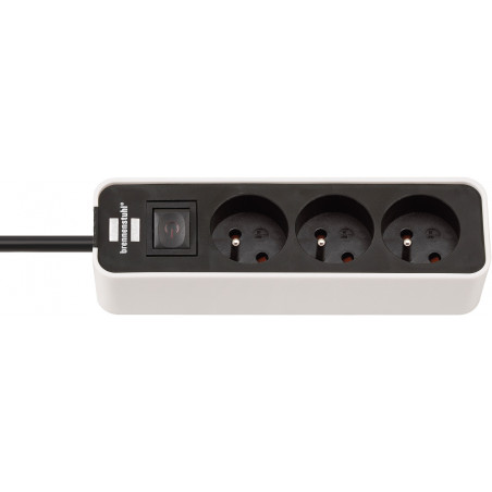 Multiprise Ecolor 3 prises avec interrupteur, blanche/noire, 1,5m H05VV-F 3G1,0 - Brennenstuhl | 1153231020