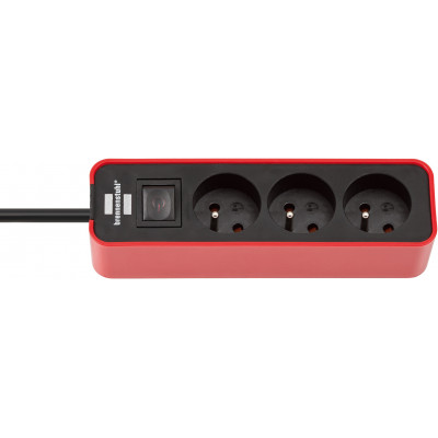 Multiprise Ecolor 3 prises avec interrupteur, rouge/noire, 1,5m H05VV-F 3G1,0 - Brennenstuhl | 1153231070